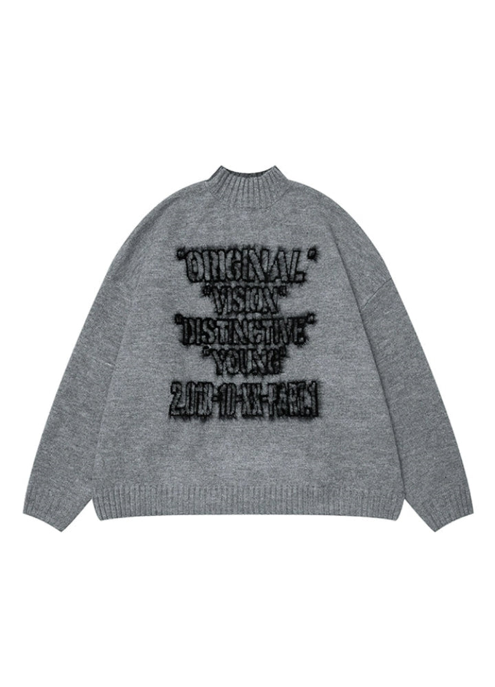 【OVDY】High neck front subculture based grunge mode knit sweater  OD0002