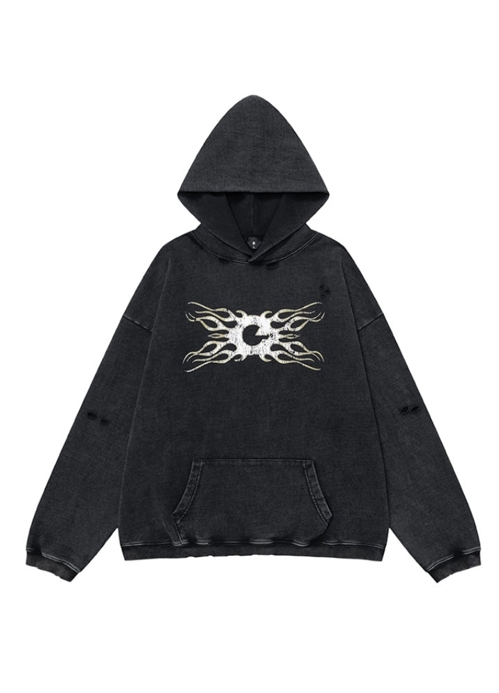 【OVDY】Front Subculture Devil Vintage Base Color Hoodie  OD0008