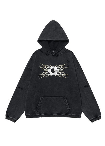 【OVDY】Front Subculture Devil Vintage Base Color Hoodie  OD0008
