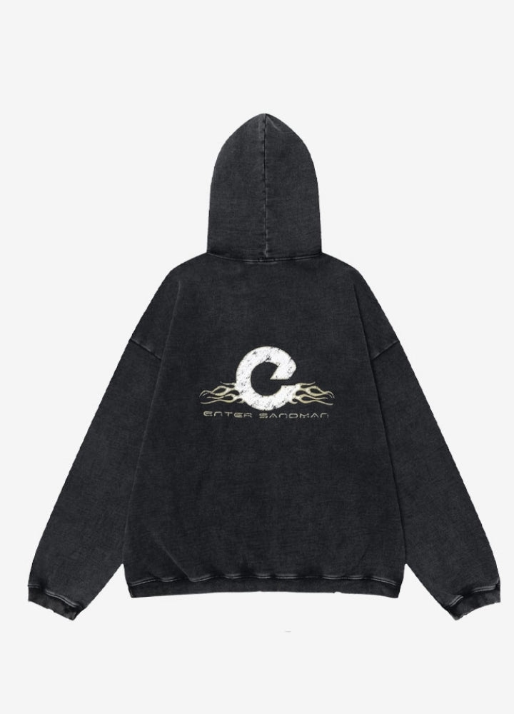【OVDY】Front Subculture Devil Vintage Base Color Hoodie  OD0008