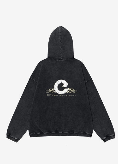 【OVDY】Front Subculture Devil Vintage Base Color Hoodie  OD0008
