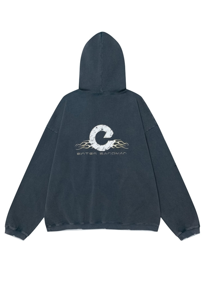 【OVDY】Front Subculture Devil Vintage Base Color Hoodie  OD0008