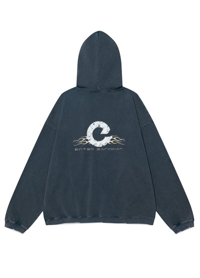 【OVDY】Front Subculture Devil Vintage Base Color Hoodie  OD0008