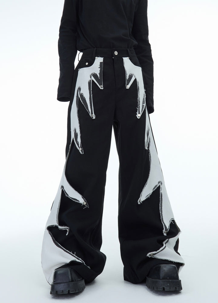 【Culture E】Bright Thunder Line Design Wide Style Mode Pants  CE0189