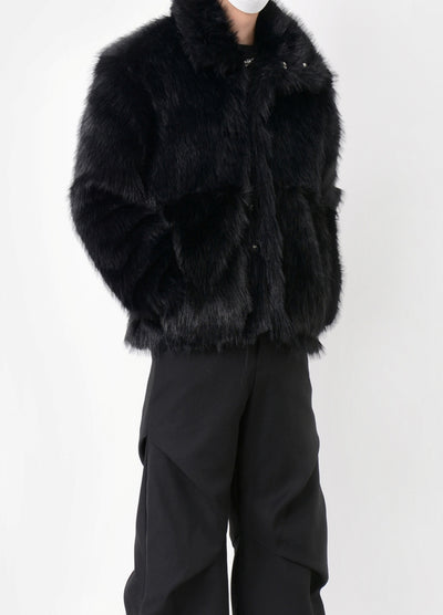 【LUCE GARMENT】Fur multi-design wide short silhouette jacket  LG0065