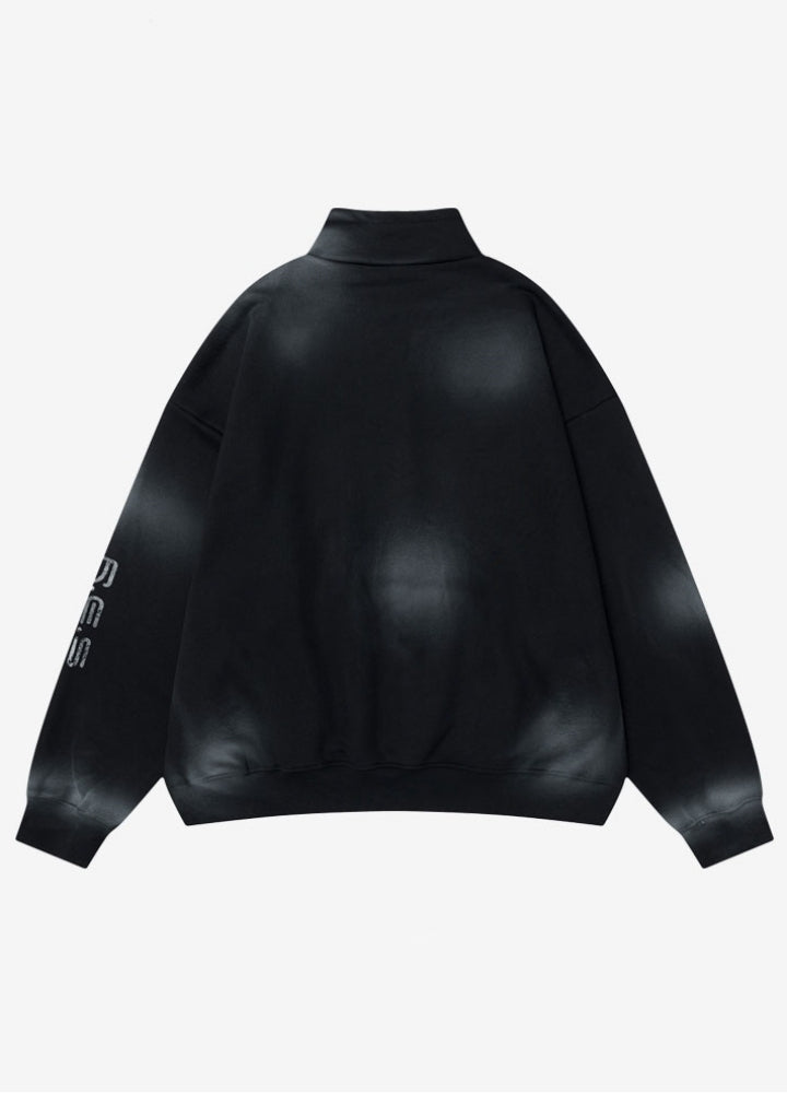 【OVDY】Random wash high neck half zip style mode sweatshirt  OD0006