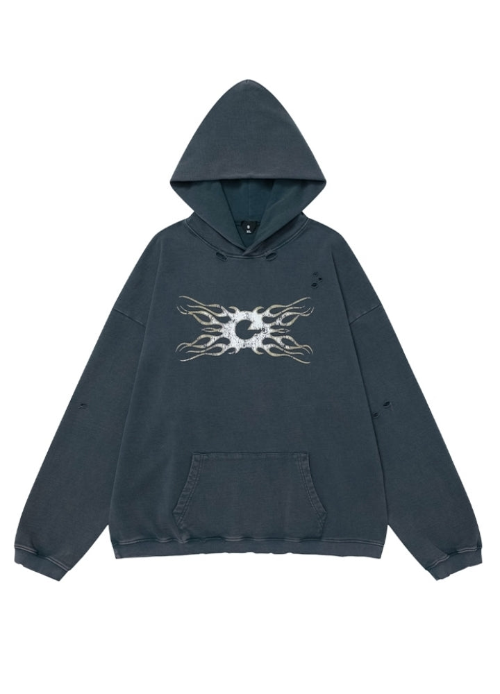 【OVDY】Front Subculture Devil Vintage Base Color Hoodie  OD0008