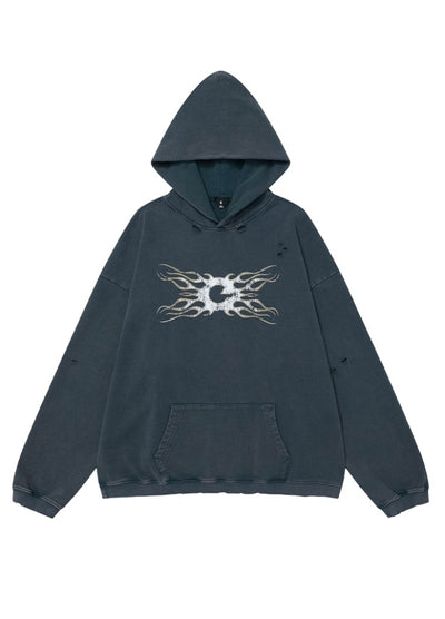 【OVDY】Front Subculture Devil Vintage Base Color Hoodie  OD0008
