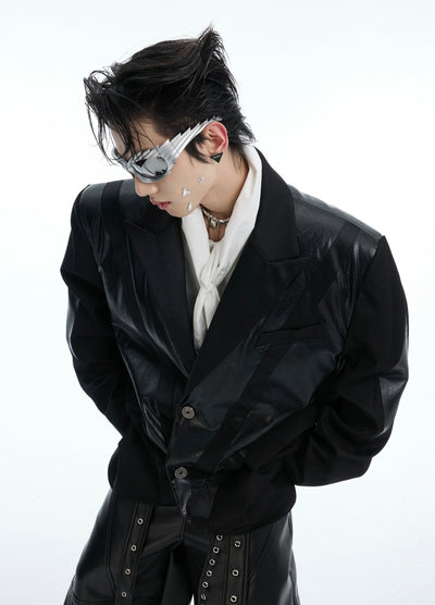 【Culture E】Basic leather-look tailored jacket  CE0179