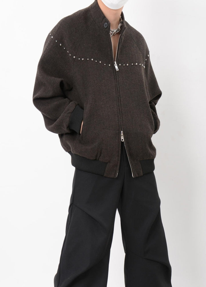 【LUCE GARMENT】Just the right size simple design double zip light jacket  LG0064