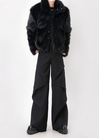 【LUCE GARMENT】Fur multi-design wide short silhouette jacket  LG0065