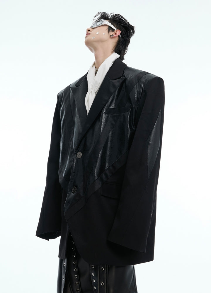 【Culture E】Basic leather-look tailored jacket  CE0179