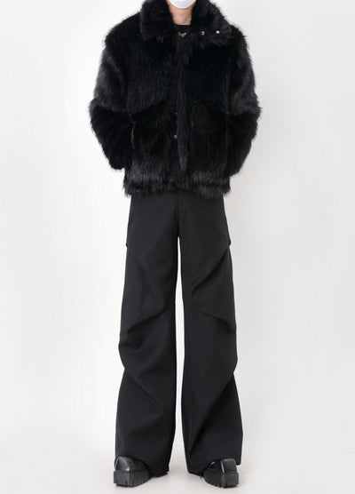 【LUCE GARMENT】Fur multi-design wide short silhouette jacket  LG0065