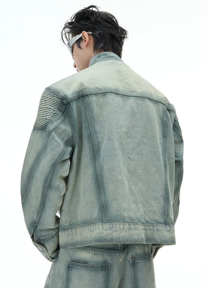 【Culture E】Basic fringe distressed washed denim setup  CE0190