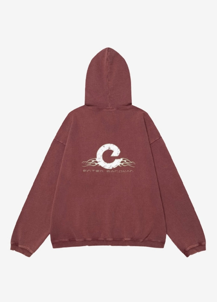 【OVDY】Front Subculture Devil Vintage Base Color Hoodie  OD0008