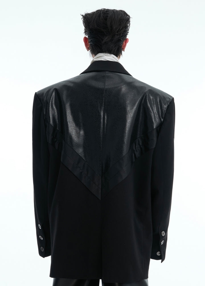 【Culture E】Basic leather-look tailored jacket  CE0179