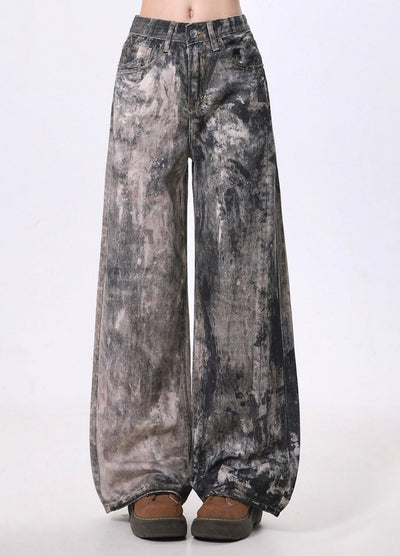 【Rayohopp】Random dirty color design double wide silhouette denim pants  RH0139