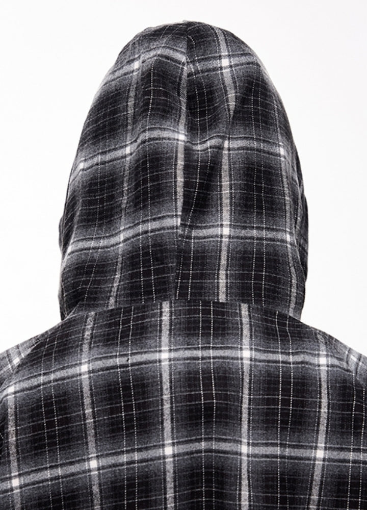 【People Style】Dull base check color design half zip hoodie  PS0059