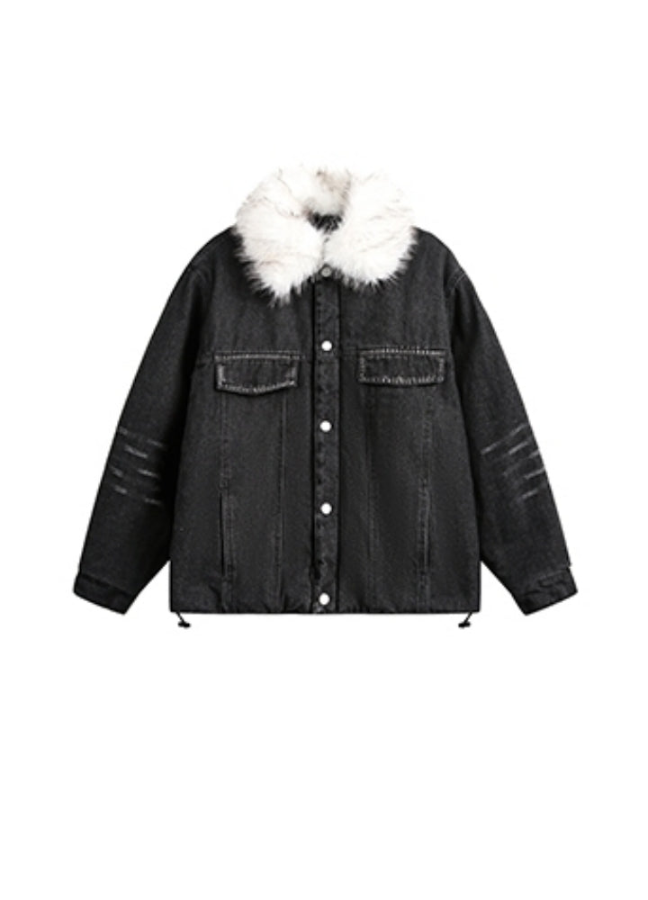 【BLACK BB】Mohair-like design oversized denim jacket  BK0060