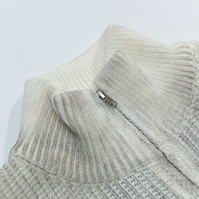 【NIUGULU】Middle cross design washed full zip knit sweater  NG0041