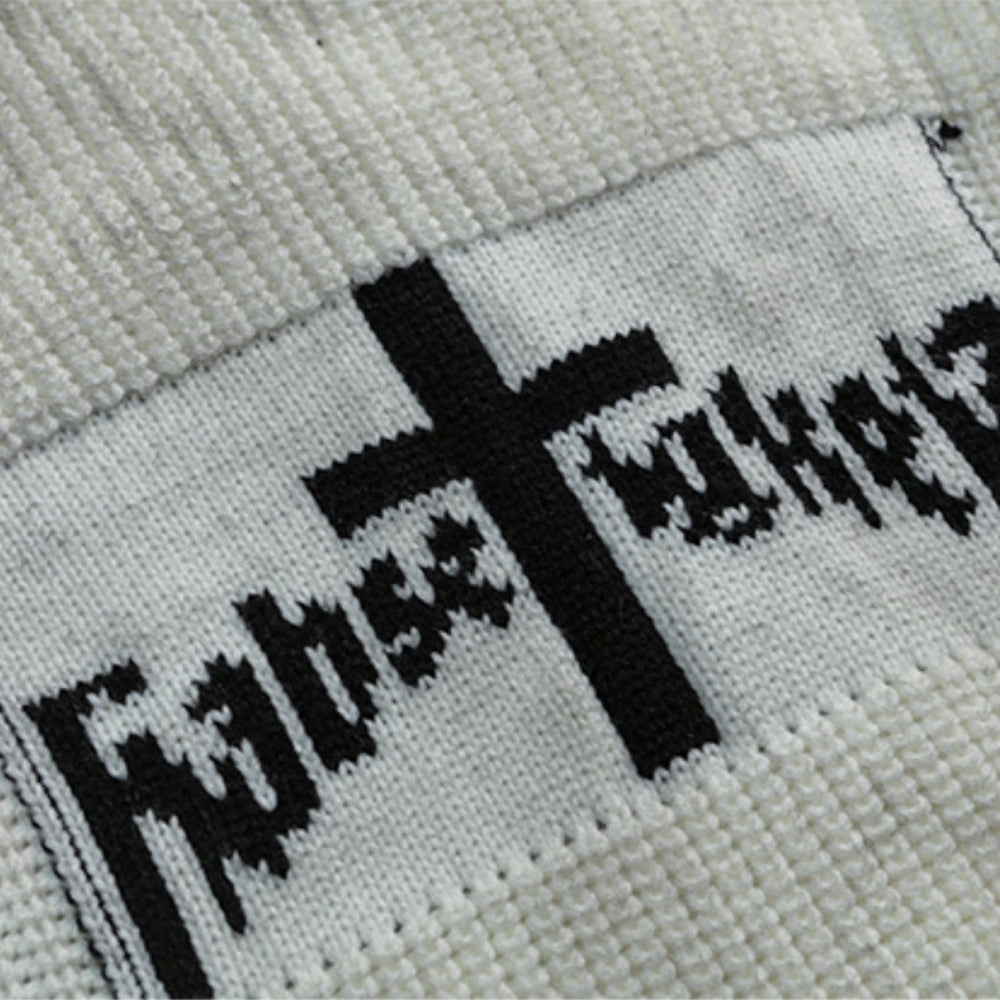 【NIUGULU】Middle cross design washed full zip knit sweater  NG0041