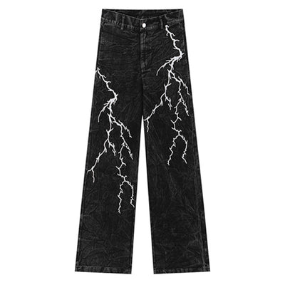 【NIUGULU】Thunder Break Monotone Design Basic Denim Pants  NG0038