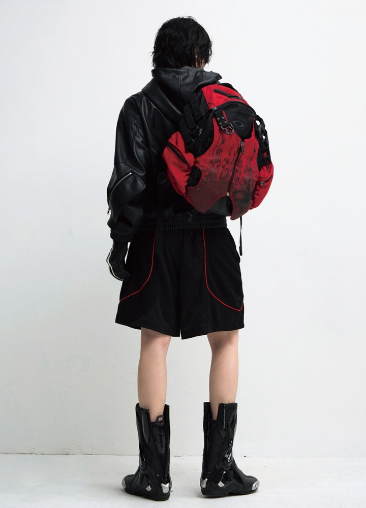 【People Style】High leather design oversized silhouette pullover hoodie  PS0054