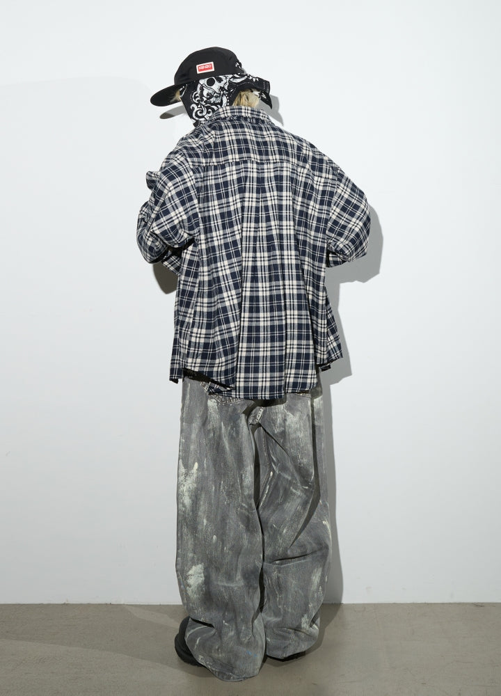 【MICHINNYON】Neville full damage processing dull base color denim pants  MY0026