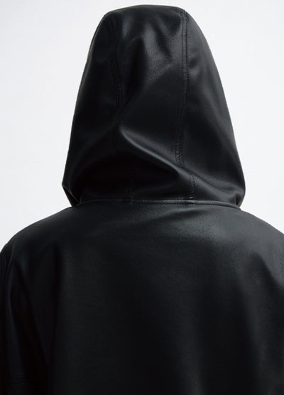 【People Style】High leather design oversized silhouette pullover hoodie  PS0054