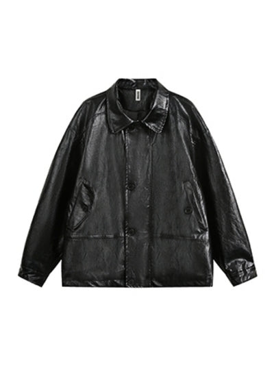 【BLACK BB】High dull black base color leather jacket  BK0069