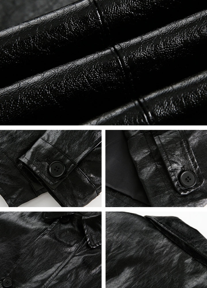 【BLACK BB】High dull black base color leather jacket  BK0069