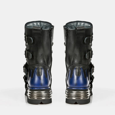 【12/16新作】Blue and black glossy punk style boots  HL3113