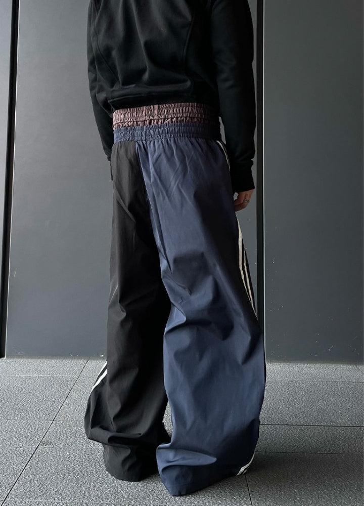 【DARKFOG】Side line design monotone color tuck silhouette pants  DF0048