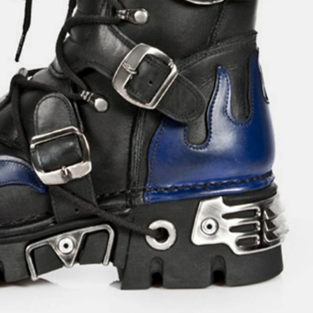 Blue and black glossy punk style boots  HL3113