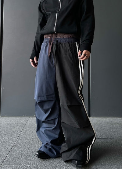 【DARKFOG】Side line design monotone color tuck silhouette pants  DF0048