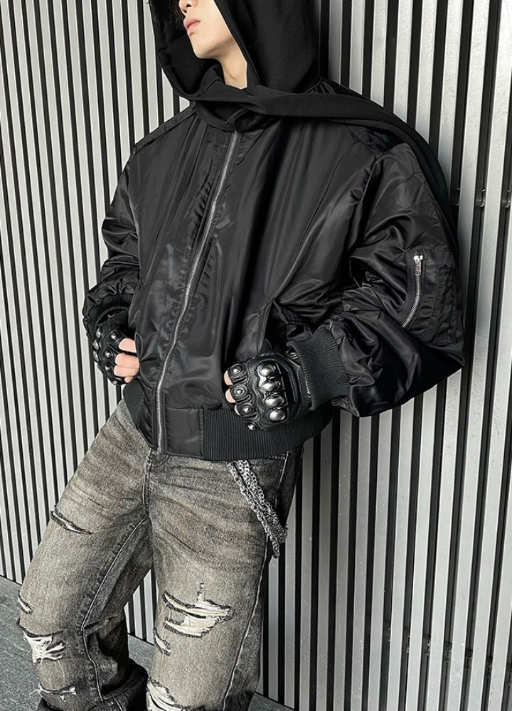 【DARKFOG】Glossy black design short silhouette mode MA-1 jacket  DF0046