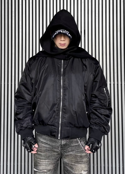 【DARKFOG】Glossy black design short silhouette mode MA-1 jacket  DF0046