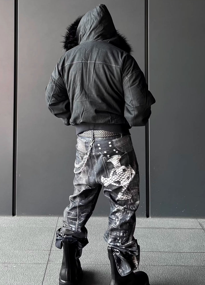 DARKFOG】Fur hoodie design Y2K style tight silhouette jacket