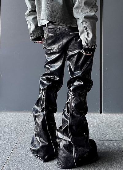 【DARKFOG】Tucked-in high flare wide silhouette leather-look pants  DF0047