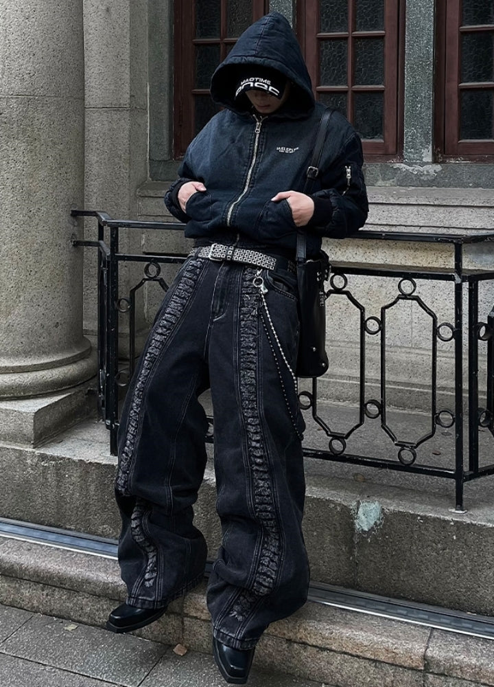DARKFOG】Front special damage design line over denim pants DF0052 