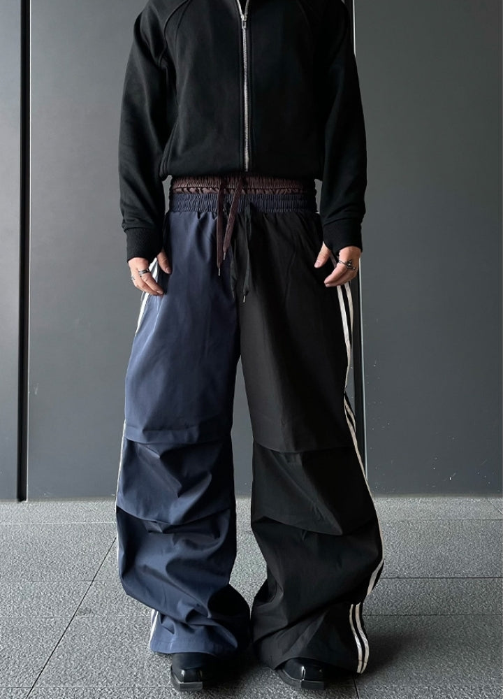 【DARKFOG】Side line design monotone color tuck silhouette pants  DF0048