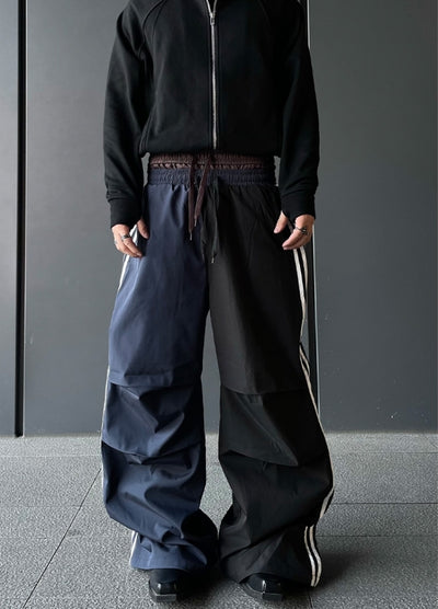 【DARKFOG】Side line design monotone color tuck silhouette pants  DF0048