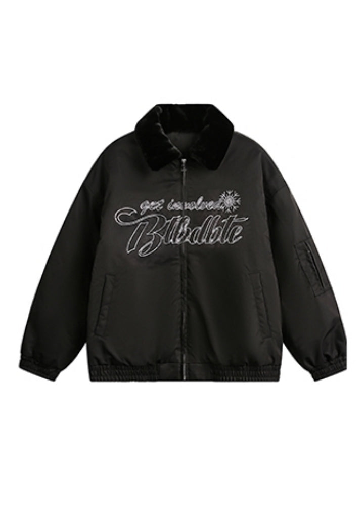 【BLACK BB】Basic regular design front initial jacket  BK0067