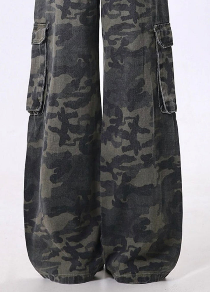 【Rayohopp】Double waist belted camouflage cargo pants  RH0135