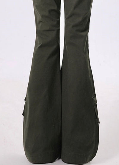 【Rayohopp】Grunge dark color front flare silhouette pants  RH0137