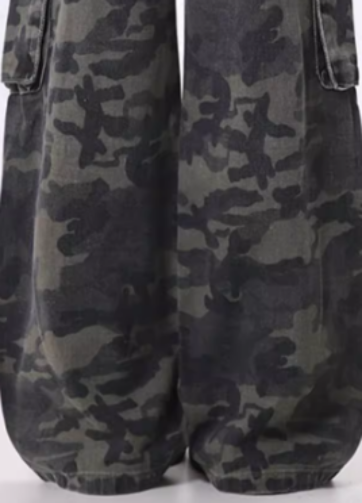 【Rayohopp】Double waist belted camouflage cargo pants  RH0135