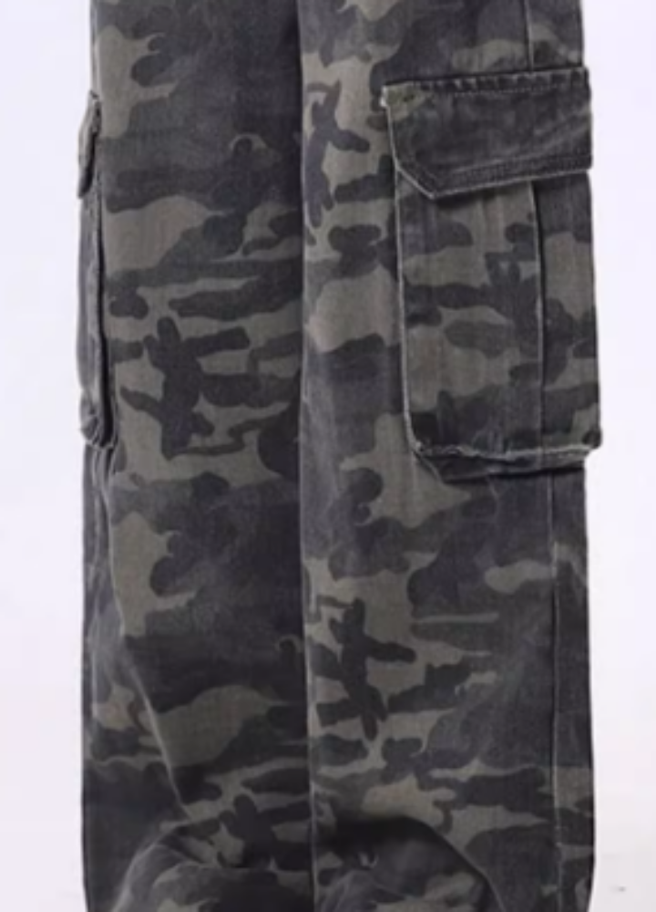 【Rayohopp】Double waist belted camouflage cargo pants  RH0135