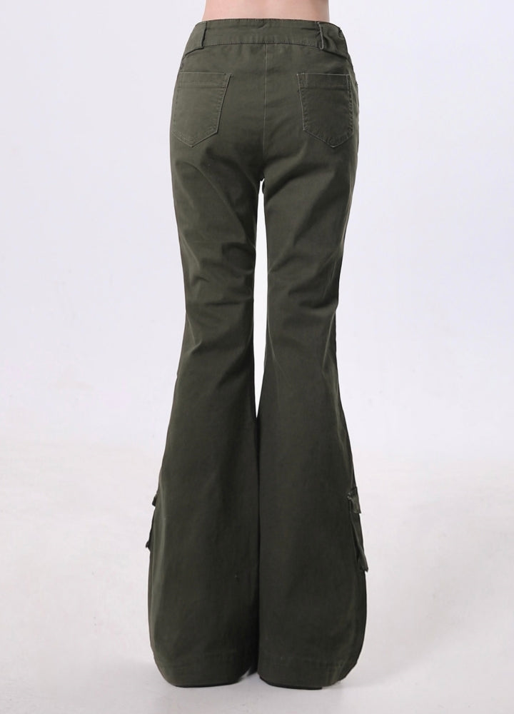 【Rayohopp】Grunge dark color front flare silhouette pants  RH0137