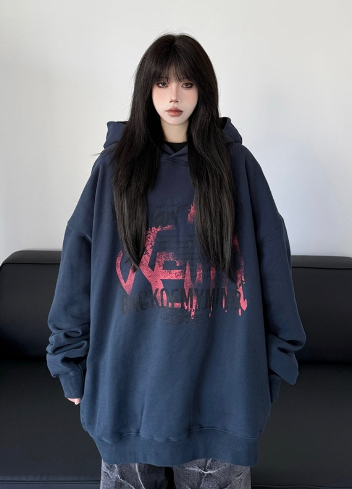 【W3】Front dark paint navy style hoodie  WO0092