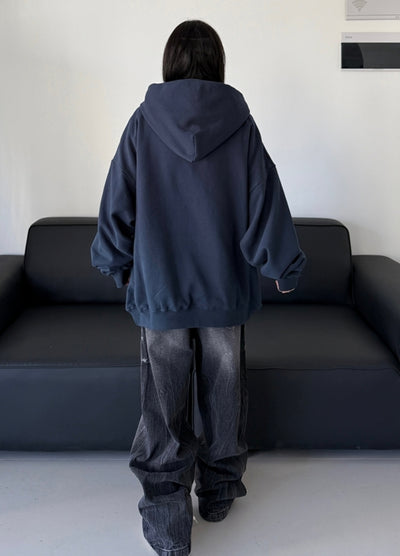 【W3】Front dark paint navy style hoodie  WO0092